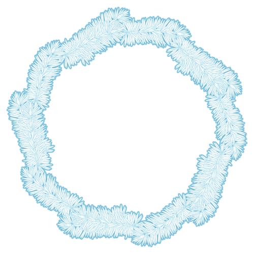 Pine. Vector round frame wreath made of coniferous branches on white