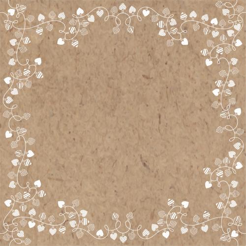 Valentine. Vector square garland frame with heart-shaped bulbs on craft
