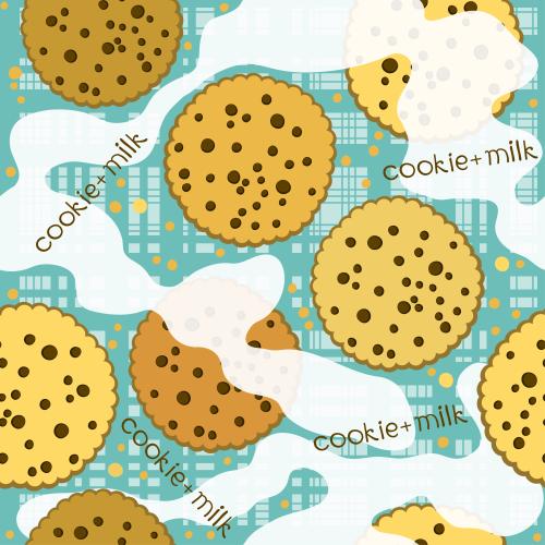 Cookie. Vector cookies, milk and labels cookie+milk