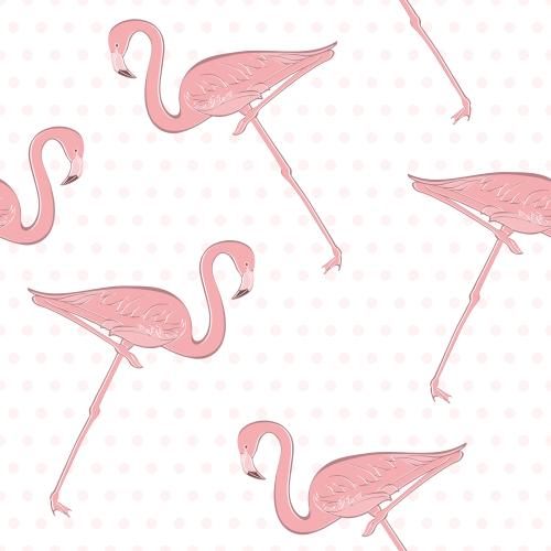 Pea. Vector pink flamingo on light checkered