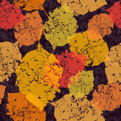 Autumn. Vector bright textured autumn leaves on dark
