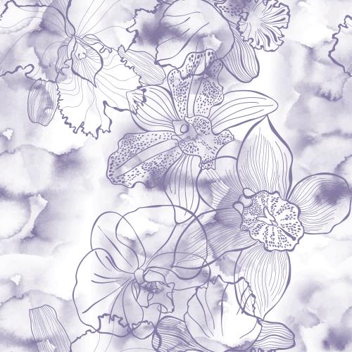 Vector image orchids on watercolor
