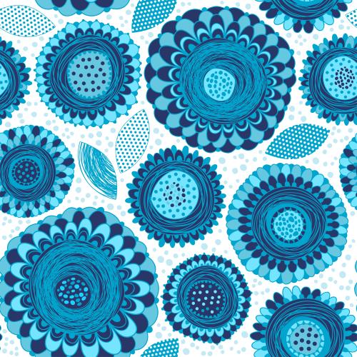 Vector image blue dudl flowers leaves on white in blue checkered
