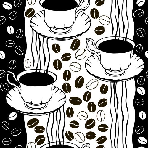 Vector image cups with coffee, coffee beans, aroma
