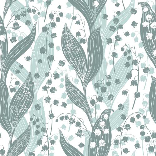 Lily-of-the-valley. Vector lilies pastel silhouettes and contours on white