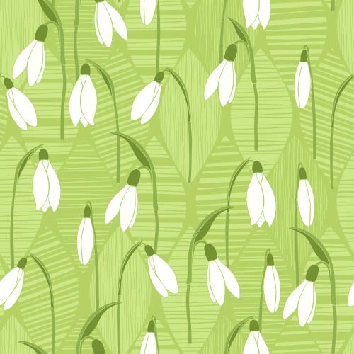 Spring. Vector snowdrops on green