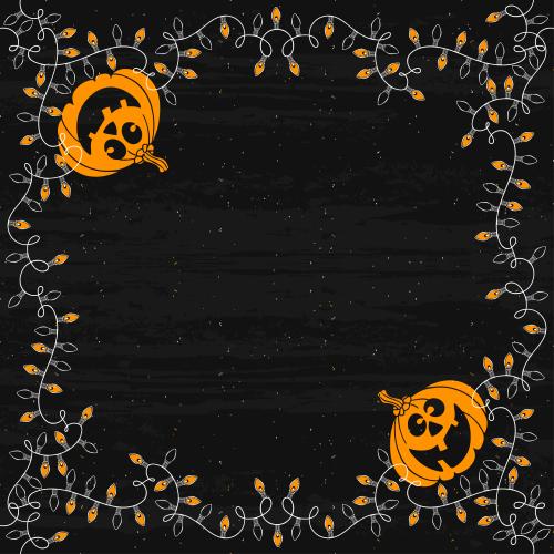 Garland. Vector fun orange pumpkins, garlands, space for text on textured black
