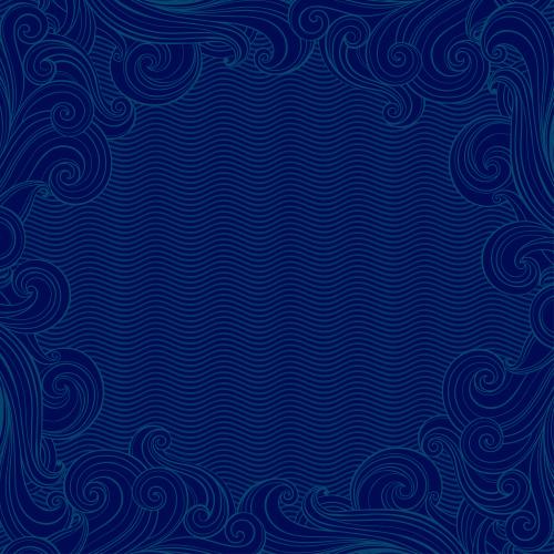 Illustration decorative waves nautical-themed frame on blue