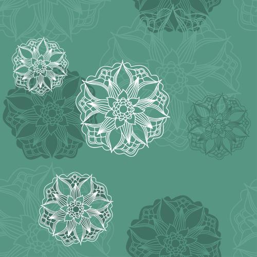 Vector image silhouettes and contours of fantasy flowers on green