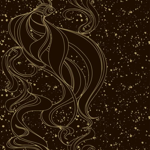 Blot. Vector stylized goldfish, decorative spots on brown