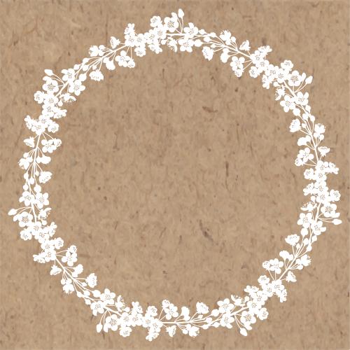 Apricot. Vector blooming apricot branches, round frame-wreath on craft