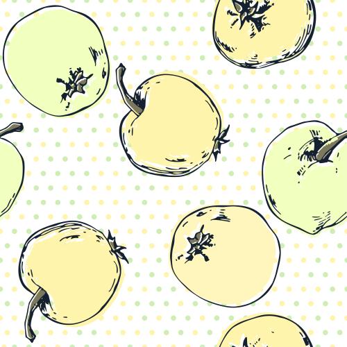 Fruit. Vector apples on light in multicolored checkered
