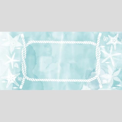 Illustration sea stars, fish, shells, frame made of marine rope with a place for text on a blue watercolor