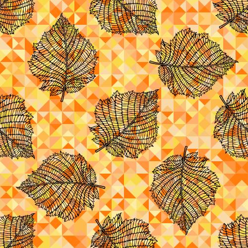 lace contours of leaves on autumn mosaic