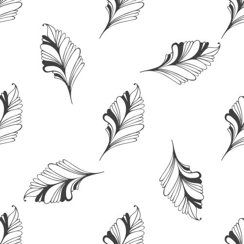 Feather. Vector Pattern decorative feathers on white