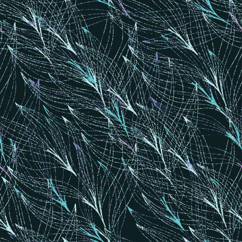 Vector image decorative branches with leaves colorful dashed outlines on black