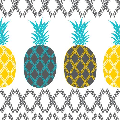 Pineapple. Vector colorful stylized pineapples geometric decorative stripes on white