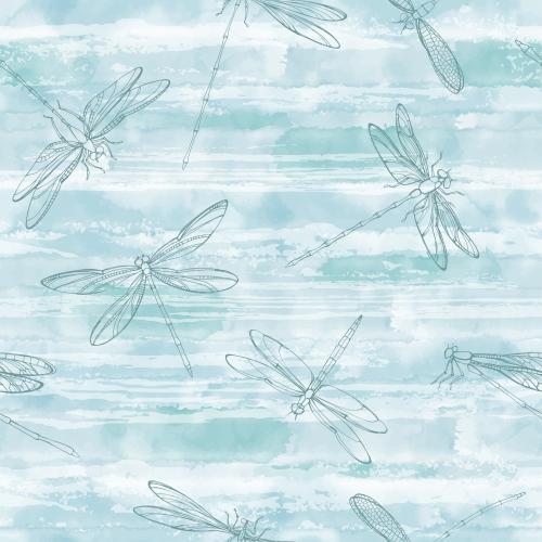 Dragonfly. Vector dragonflies textured waves on a blue watercolor