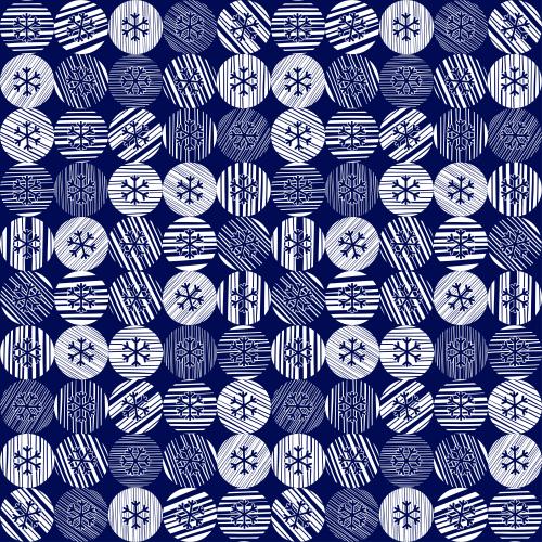 Vector image snowflakes in striped circles on blue