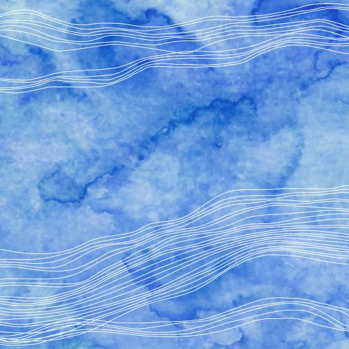 Vector image wavy lines space for text on a blue watercolor