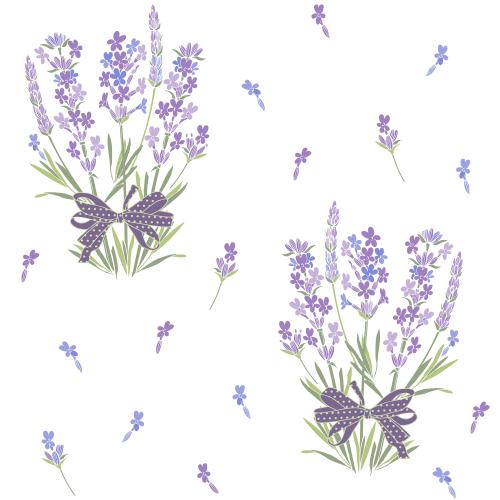 Bow. Vector bouquets of lavender with ribbons on white