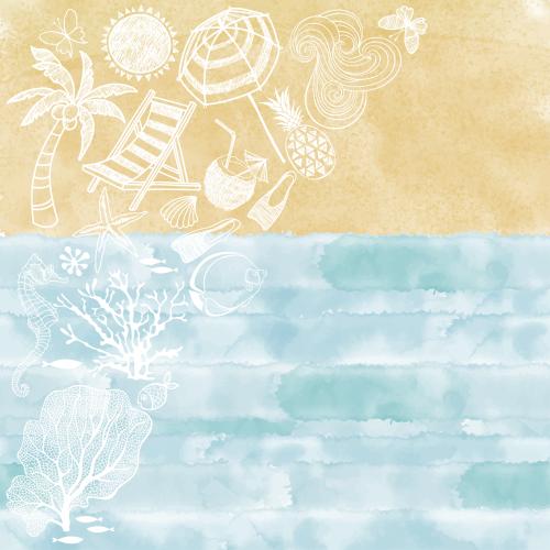 Deckchair. Vector symbols of beach relaxation on watercolor
