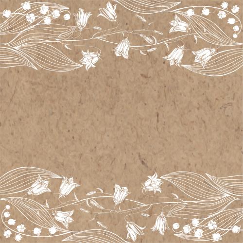 Vector image bell flowers, lilies of the valley, text area on craft