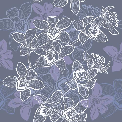 Floral. Vector flowers orchids in white-pink palette