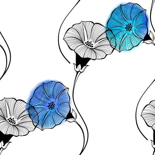 Bindweed. Vector flowers of bindweed, watercolor fragments on white