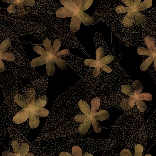 Illustration watercolor flowers and lace leaves on dark brown