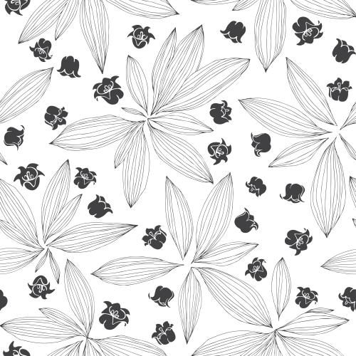 Lily-of-the-valley. Vector monochrome leaves and flowers of lily of the valley on white