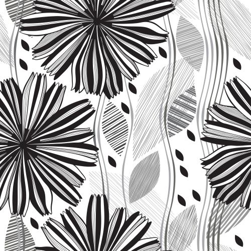 Illustration abstract flowers leaves vertical wavy stripes on white