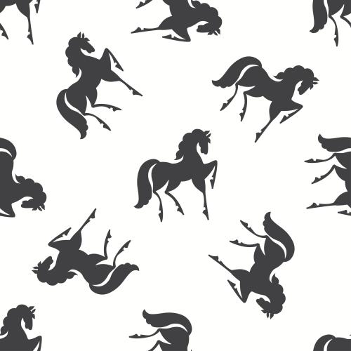 Black-white. Vector black silhouettes of horses on white