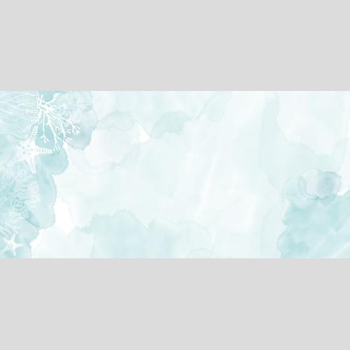 Illustration sea stars corals algae space for text on blue watercolor