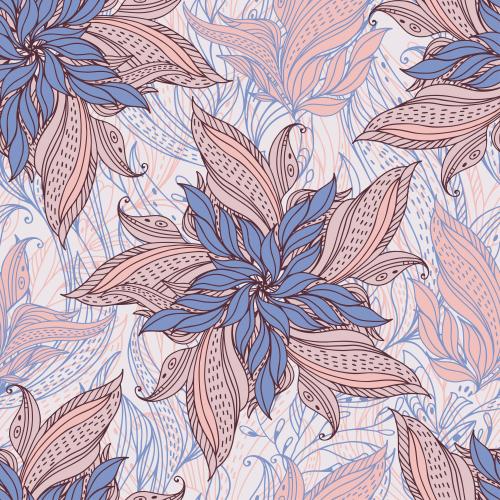 Vector image colorful decorative flowers and leaves