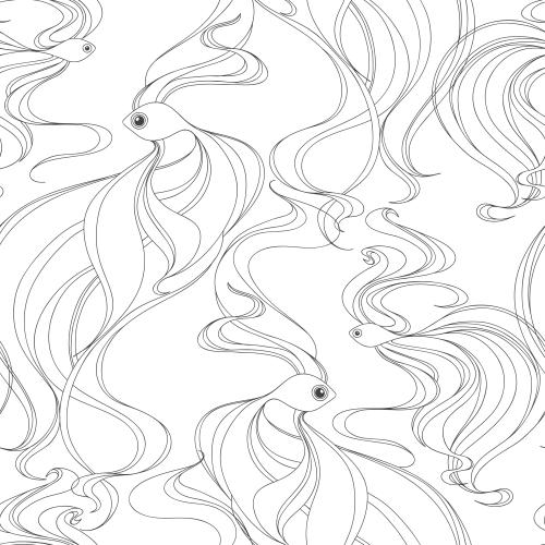 Vector image fish contours on white