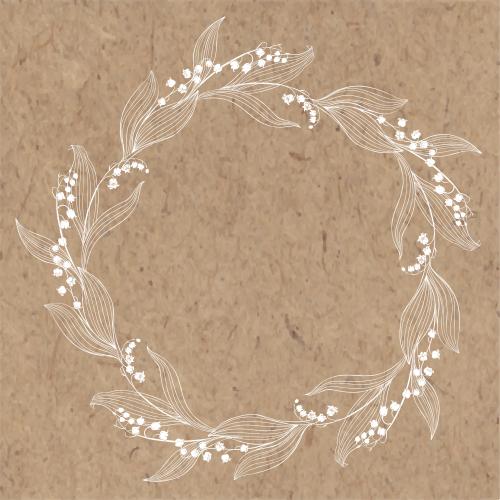 Lily-of-the-valley. Vector lily of the valley round frame on craft