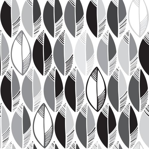 Vector image stylized monochrome leaves on white