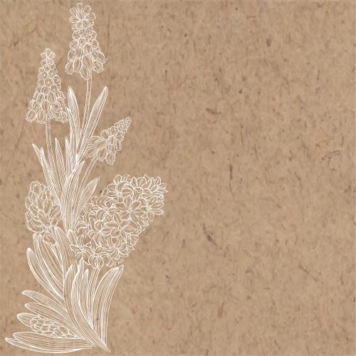 Hyacinth. Vector bouquet of hyacinths and muscari text area on craft paper