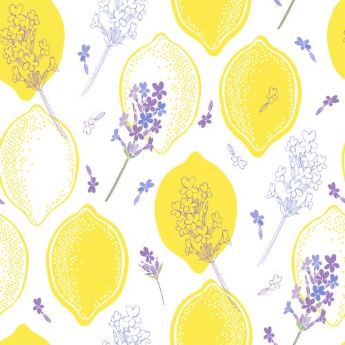 Lavender. Vector lavender and lemons on white