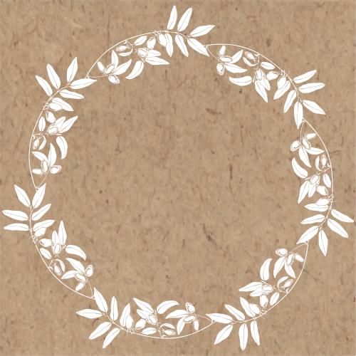 Honeysuckle. Vector jessamine round frame white silhouettes on craft