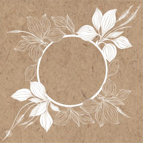 Plantain. Vector round frame with plantain on craft