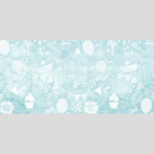 Dessert. Vector air balloons garlands flowers and other holiday symbols on blue watercolor