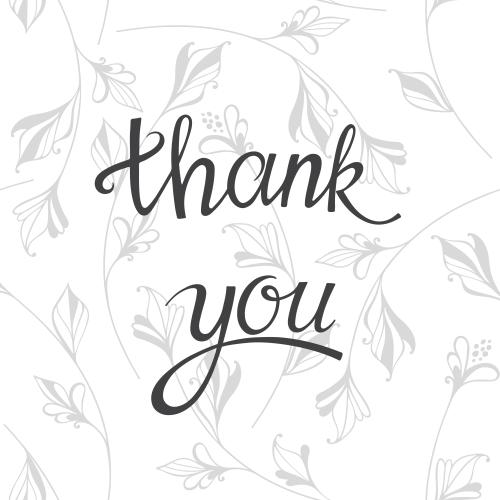 Illustration inscription thank you fantasy plants on white