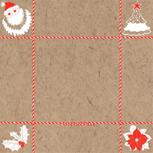 Poinsettia. Vector holiday tinsel, tree, father frost, poinsettia, hellebore and space for text on craft paper