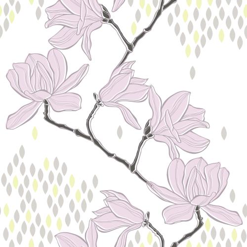 Magnolia. Vector magnolia, decorative elements in pastel tones on white