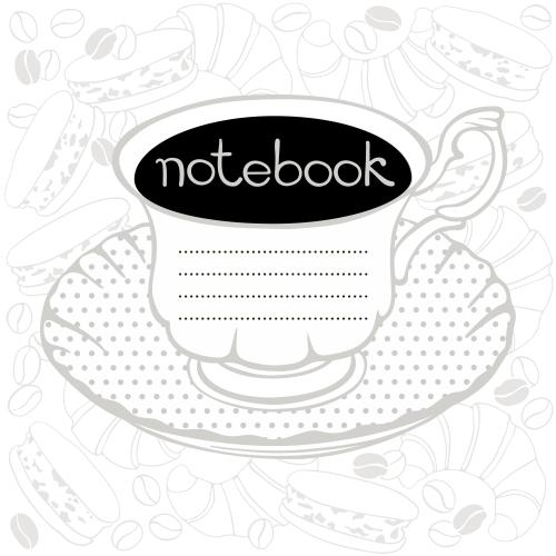 Macaroon. Vector template for coffee cup cover with croissants, macarons, coffee beans, and text space