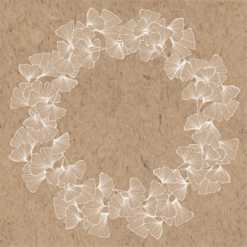 Ginkgo biloba. Vector round frame with ginkgo biloba leaves on craft