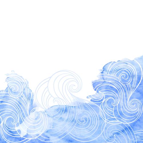 Vector image waves on the blue watercolor, text area on the white