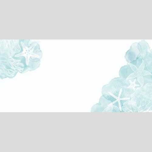 Illustration sea stars underwater creatures corals algae on blue watercolor fragments space for text on white